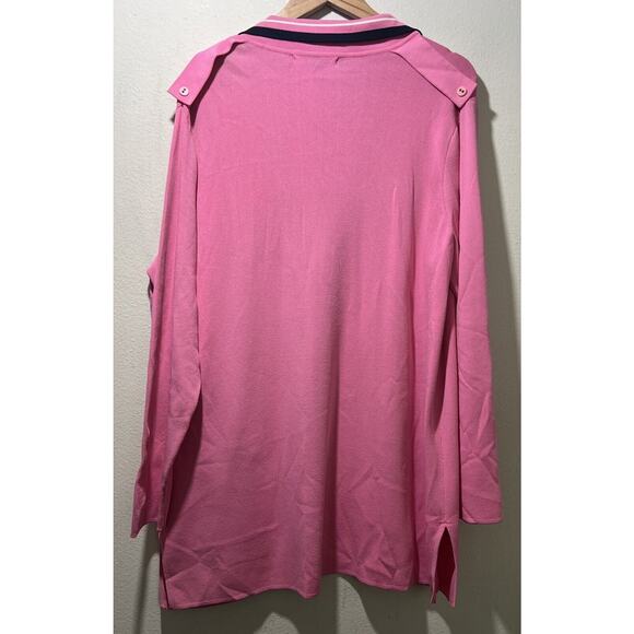 Vtg Grace Dane Lewis Mid Length Bright Pink Stripes Cardigan Size 1X Button NWT - Picture 9 of 11